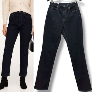 444 H&M |NWT Women’s Dark Blue Slim Straight High Waist Curvy Fit Jeans (Size 4)